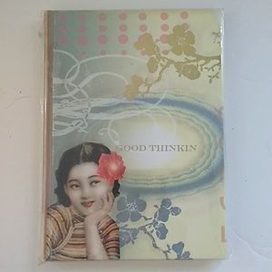 Good thinking 5 by 7 journal Asian design gold pin